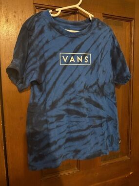 Vans Blue and Black Tie-Dye Logo Short Sleeve Tee